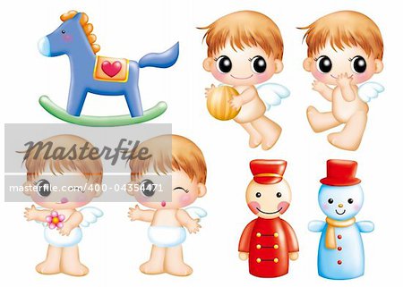 Cute cartoon design elements set - angel