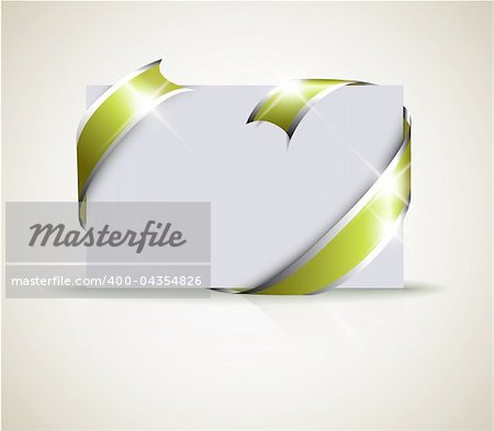 Wedding card - green ribbon around blank white paper, where you should write your text