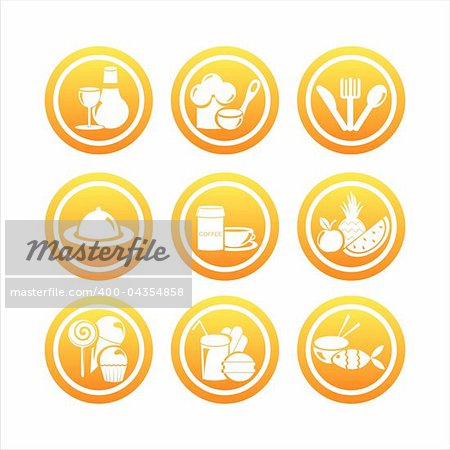 set of 9 orange restaurant signs