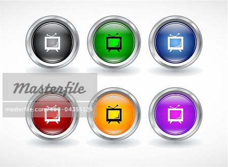 Color metal buttons for web. Vector illustration.