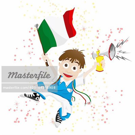 Vector - Italy Sport Fan with Flag and Horn