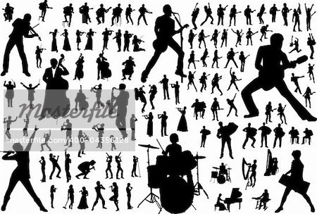 Black silhouettes of musicians. Vector illustration
