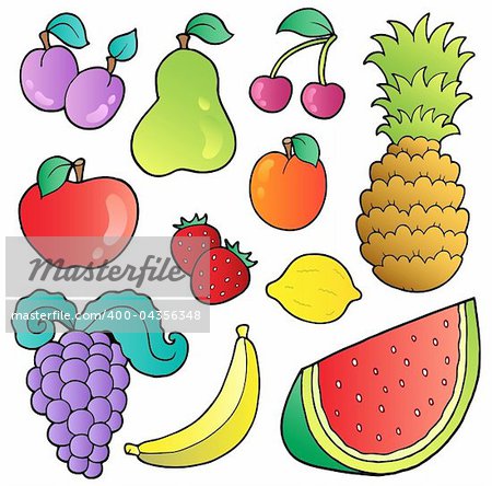 Fruits images collection - vector illustration.