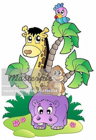 Various cute African animals 2 - vector illustration.