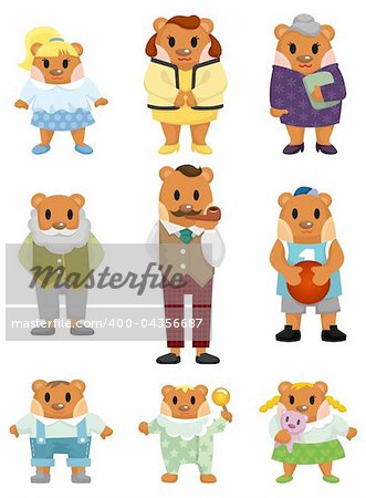 cartoon bear family icon