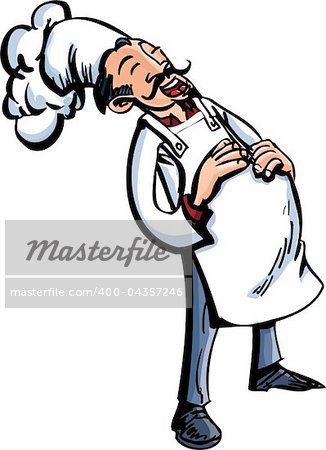 Cartoon chef laughing isolated on white