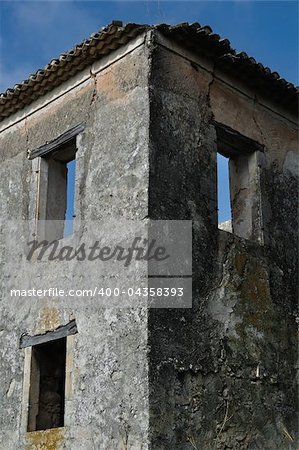 Abandoned rural house in Zakynthos, Greece. Architectural detail.
