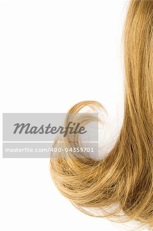 Blonde hair isolated on white background. You can write a text ad