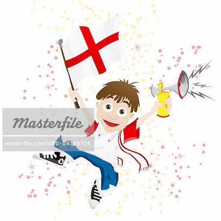 Vector - England Sport Fan with Flag and Horn