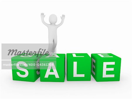 3d human sale cube green jump forward business