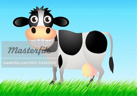 Funny cow cartoon illustration