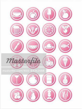 set of 21 pink food signs