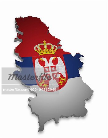 3D outline of Serbia with flag