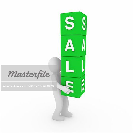 3d sale human green cube sell business discount