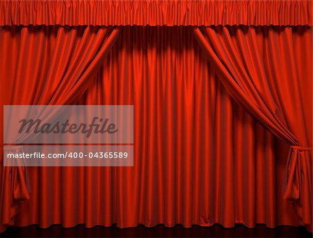 Red curtain on the stage. Theater Performance