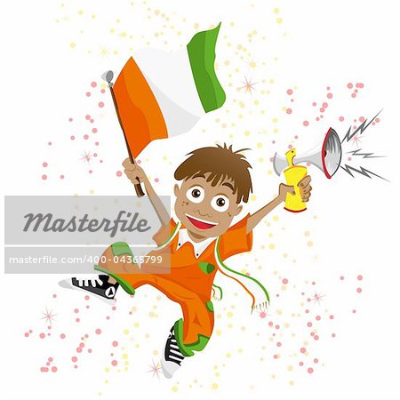 Vector - Ivory Coast Sport Fan with Flag and Horn