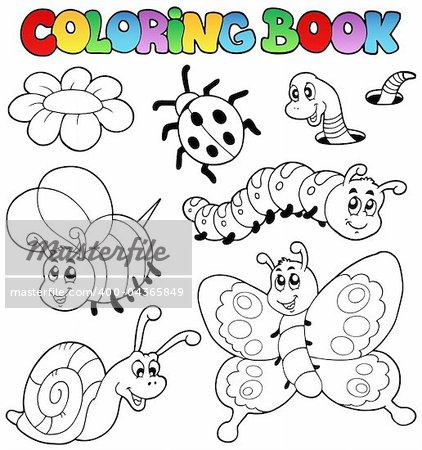 Coloring book with small animals 2 - vector illustration.