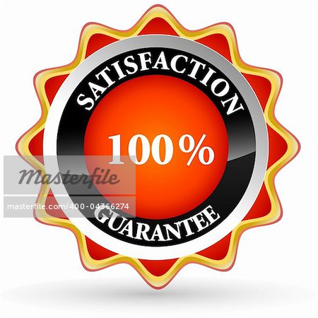 illustration of 100% satisfaction tag on white background