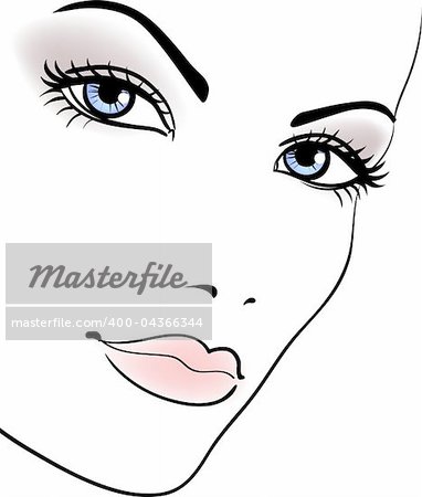 beauty girl face, beautiful woman vector portrait