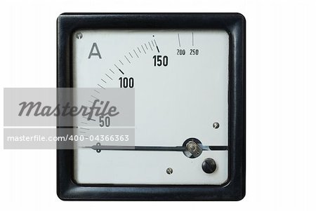 old ammeter on a white background