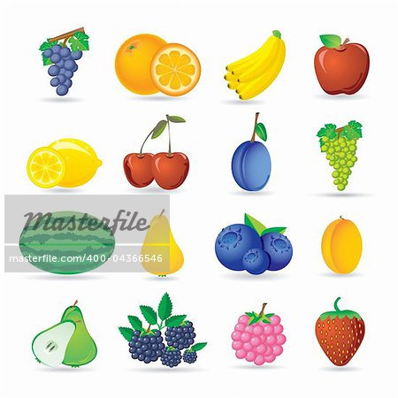 fruit icons set