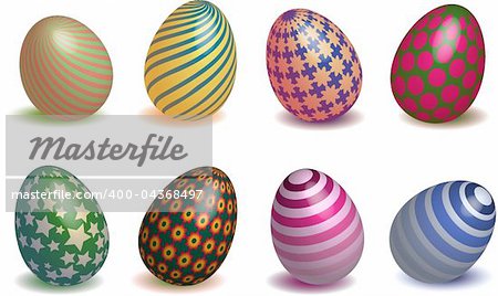 Colorful Easter eggs isolated in white background
