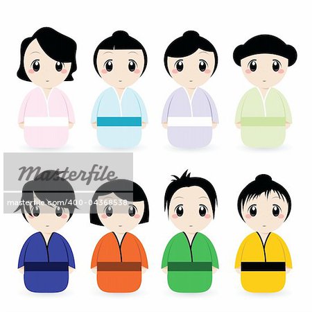 vector set of cartoon geishas