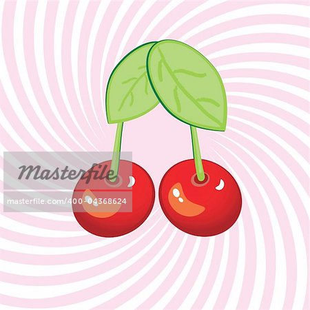 Tasty cherries. Illustration on an abstract pink background