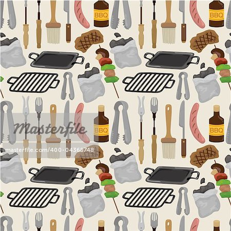 cartoon barbeque party tool seamless pattern