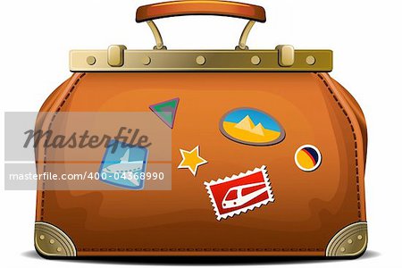 Old-fashioned travel bag (valise) over white. EPS 8, AI, JPEG