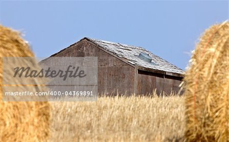 Barn and Hay Bales Canada