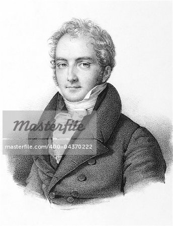 Jean Paul Pierre Casimir-Perier (1777-1832) on engraving from the 1800s. French politician, 11th Prime Minister of France. Engraved by Lemercier in Paris, 1850.