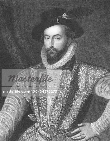 Walter Raleigh (1552-1618) on engraving from the 1800s. English aristocrat, writer, poet, soldier, courtier and explorer. Engraved by J. Pofselwhite and published in London by Charles Knight, Ludgate Street. Walter Raleigh (1552-1618) on engraving from the 1800s. English aristocrat, writer, poet, soldier, courtier and explorer. Engraved by J. Pofselwhite and published in London by Charles Knight, Ludgate Street.