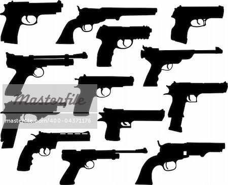 Guns silhouettes collection - vector