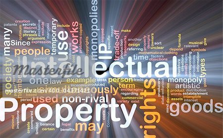 Background concept wordcloud illustration of intellectual property glowing light