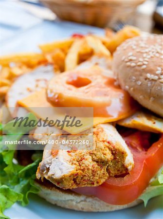 Cheese burger - American cheese chicken burger with fresh salad