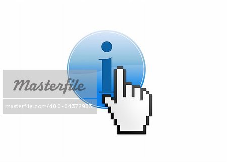 information icon with cursor isolated on white