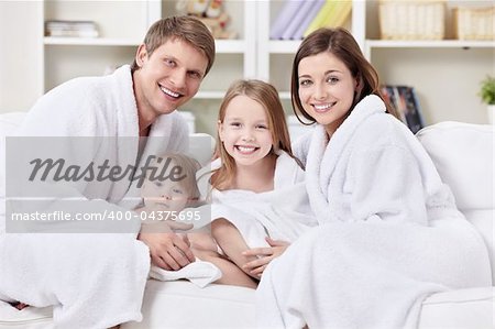 A family with two children at home