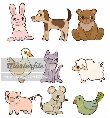 cartoon animal icon set