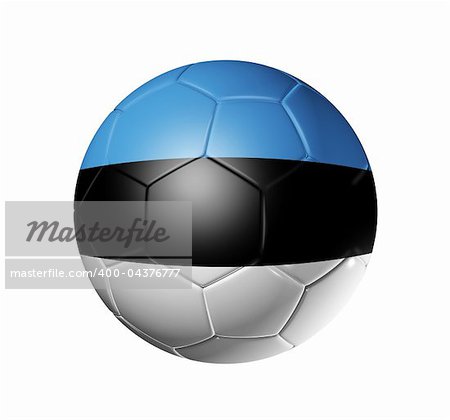 3D soccer ball with Estonia team flag. isolated on white with clipping path