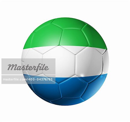 3D soccer ball with Sierra Leone team flag. isolated on white with clipping path