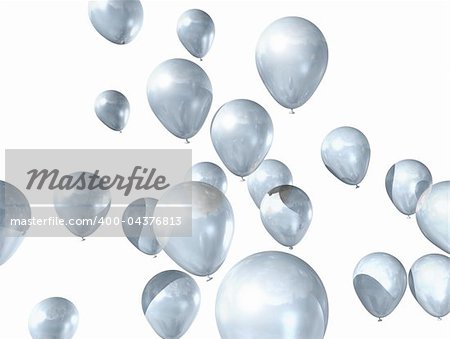 3D white air balloons isolated on white background