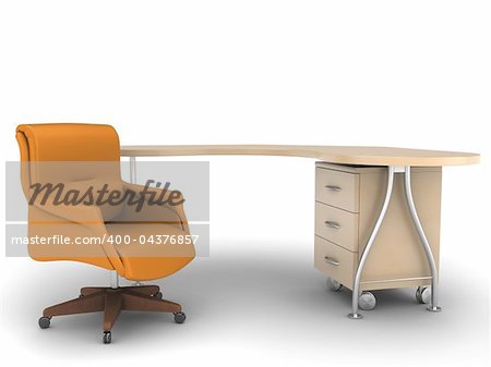 Office chair with worktable on white background