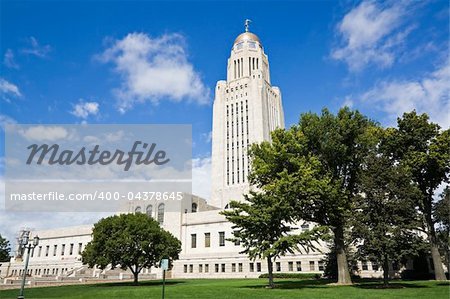 Lincoln, Nebraska - State Capitol Building with the trees