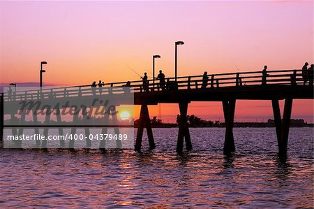 The fishing pier on Sarasota Bay at sunset.