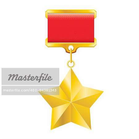 Hero of the Soviet Union gold star award. Illustration on white