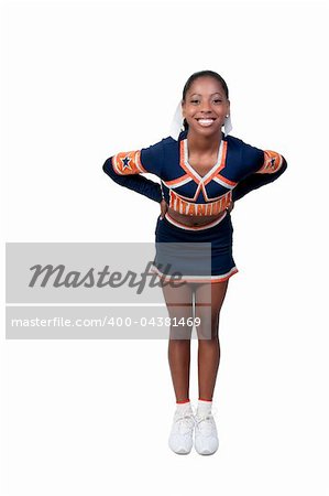 A young teenage black african American cheerleader