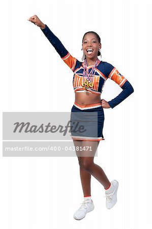 A young teenage cheerleader