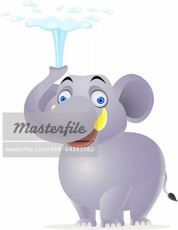 Vector illustration of elephant cartoon spraying water