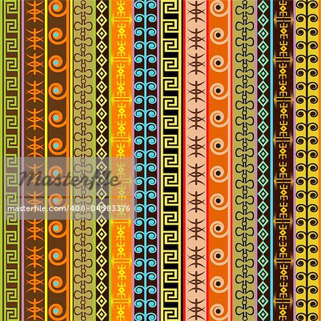 Texture with ethnic geometrical ornaments, colored African motifs background